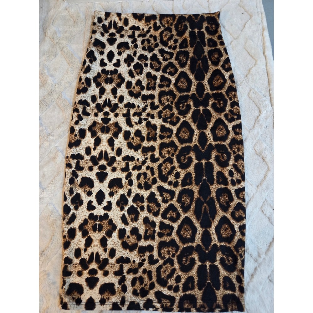 Love Culture Leopard Print Pencil Skirt Brown Black Cheetah Midi Large